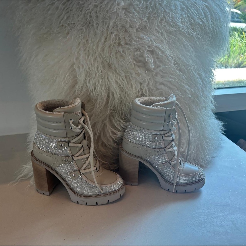 Michael Kors White and Silver Heeled Boots